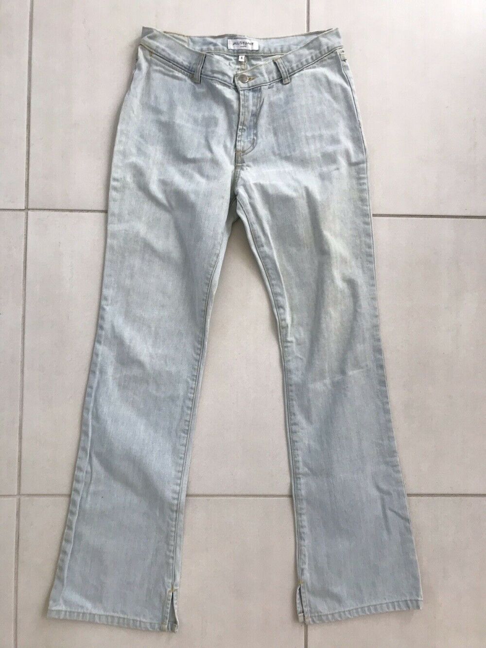 Jill Stuart Cotton Side Slit Straight Leg Denim Jeans FLAWS